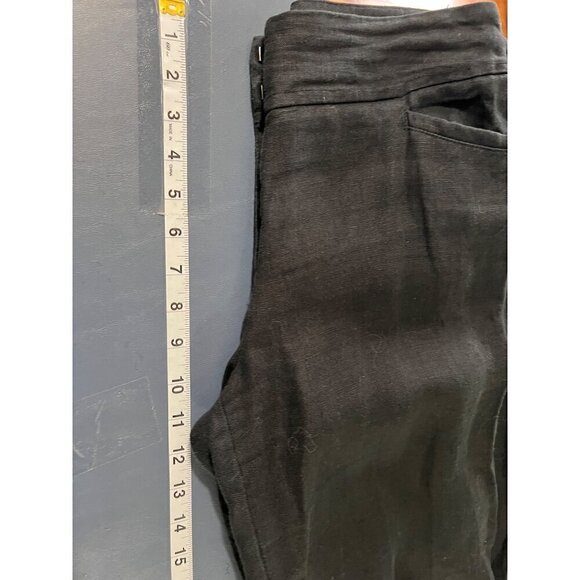 LOFT Black Wide-Leg Linen Pants Sz 8 Julie Trouser lagrnlook beachy boho - Picture 5 of 11